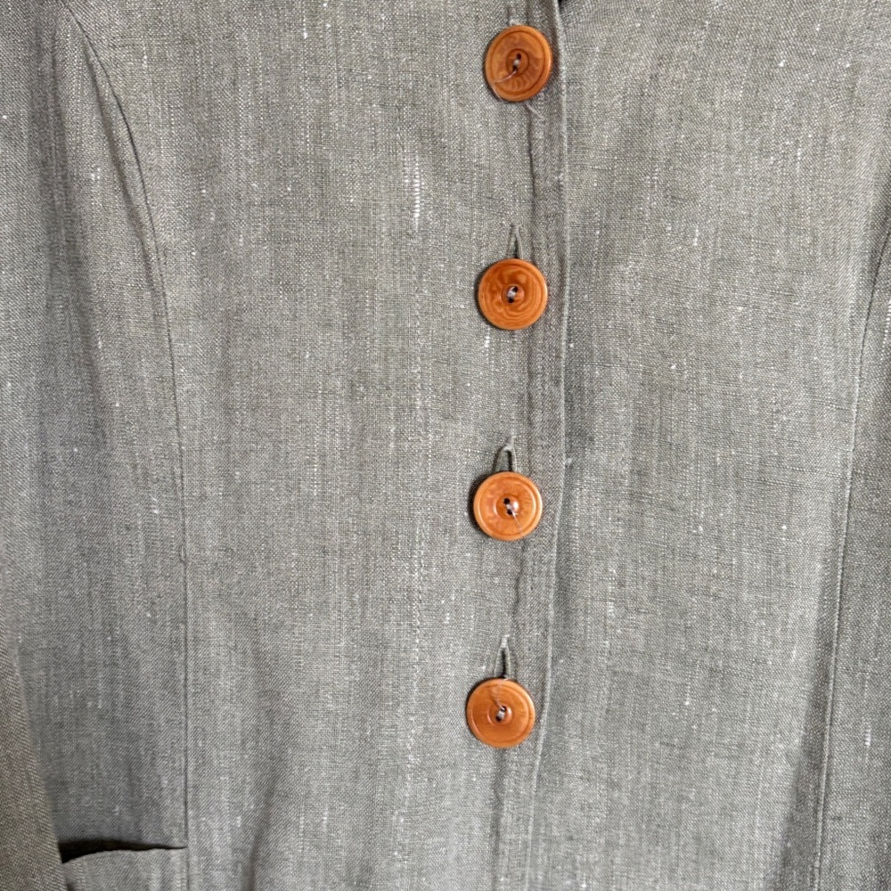 Flax Olive-Green Linen Tunic with Buttons - Picture 6 of 7